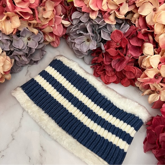 Infant Baby Blue Striped Winter Hat & Ring Scarf Set - Picture 13 of 16